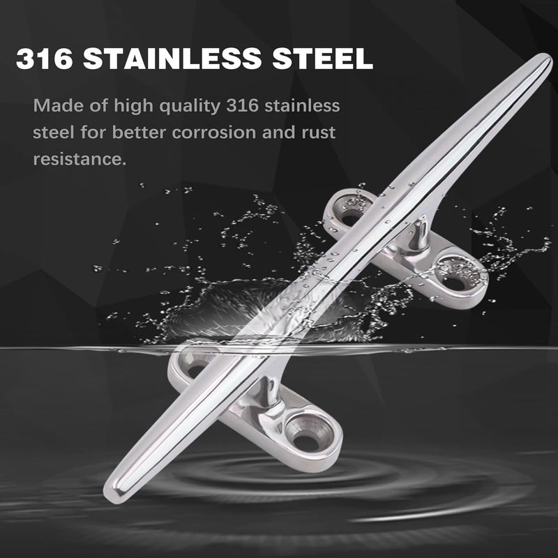 Laorde Boat Cleat 4 inch 5 inch 6 inch 8 inch 10 inch Open Base 316 Stainless Steel Dock Cleat Marine Grade Rope Cleat with Fasteners for Kayaks, Nautical Decor - Image 5
